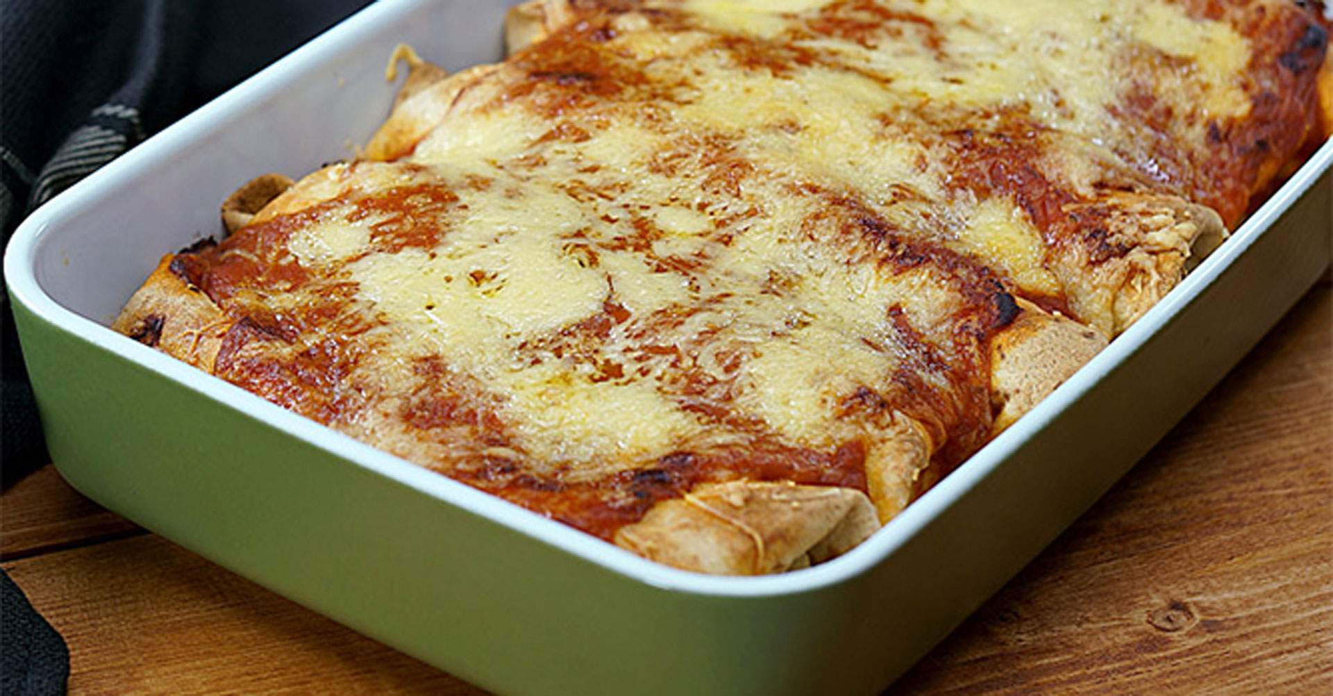 Enchiladas with deep-fried gherkins