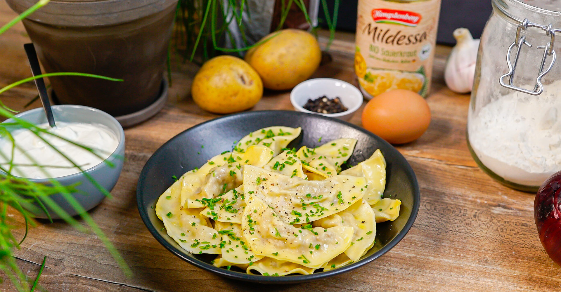 Homemade pirogi with sauerkraut filling