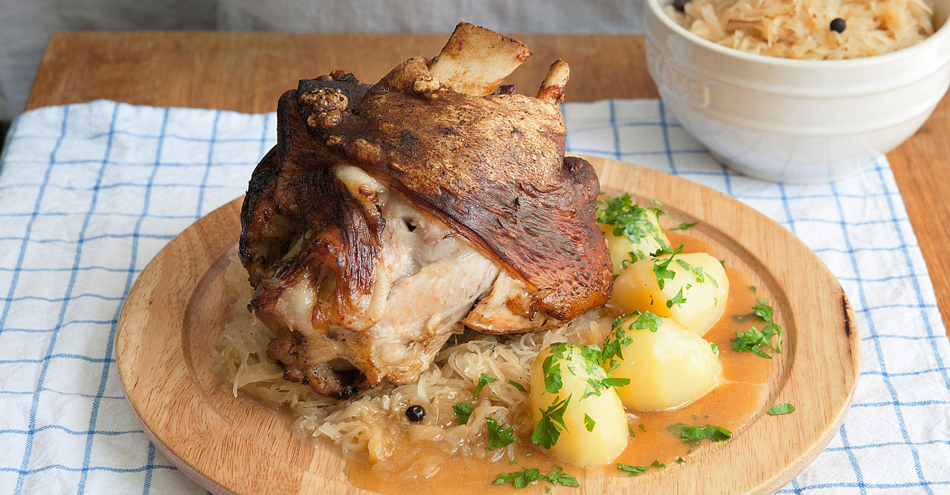 Roast pork with sauerkraut and potatoes